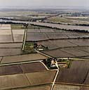 Paysage agricole. Vue aérienne des nombreuses rizières sur le territoire de Plan-de-Bourg.