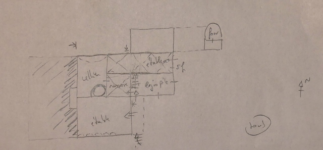 Plan schématique des bâtiments : étage de soubassement.