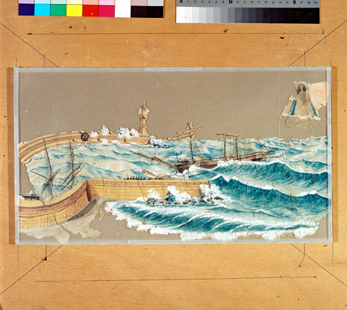 ex-voto, tableau : Bateau entrant au port par tempête