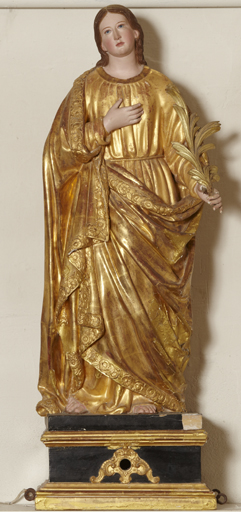 statue-reliquaire de sainte (statuette, socle-reliquaire)