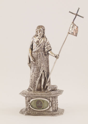 statue-reliquaire de saint Jean Baptiste (figurine, socle-reliquaire)