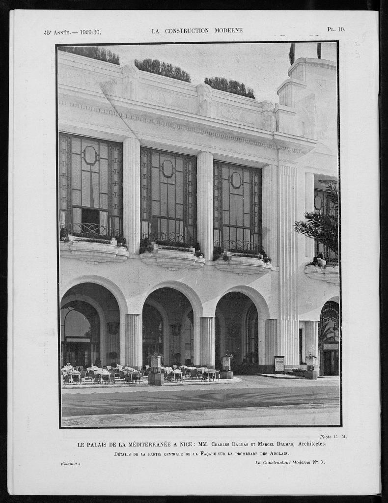 casino dit Palais de la Méditerranée, actuellement casino et hôtel de voyageurs dits Palais de la Méditerranée