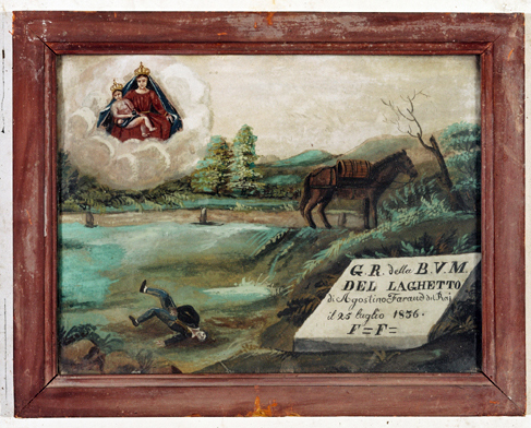 ex-voto, tableau : Chute d'un homme tombé de sa monture, Agostino Feraud