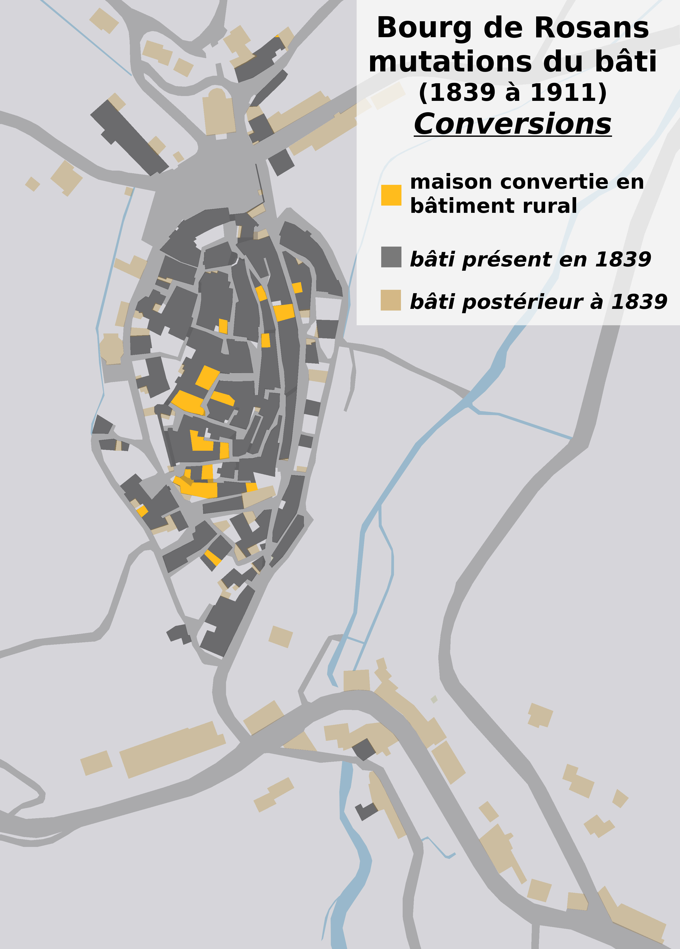 Mutations du bâti déclarées dans les matrices cadastrales, entre 1839 et 1911.