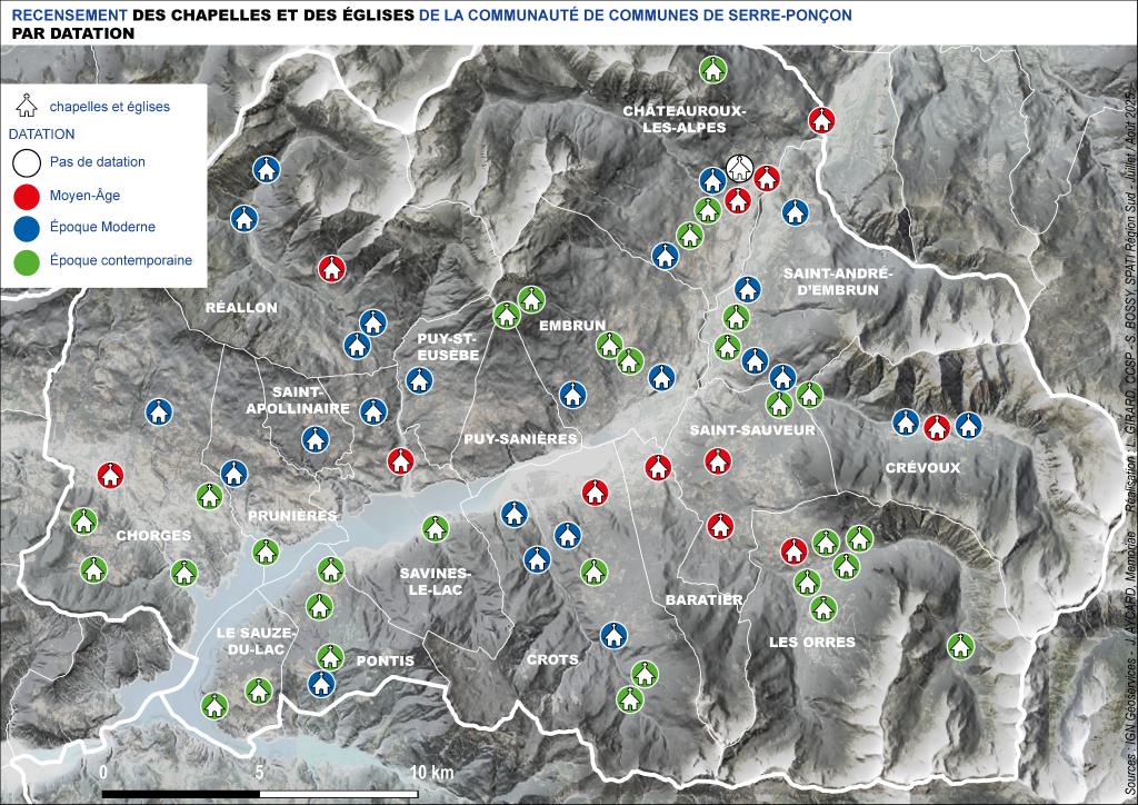 Recensement des églises et chapelles de la communauté de communes de Serre-Ponçon par datation.