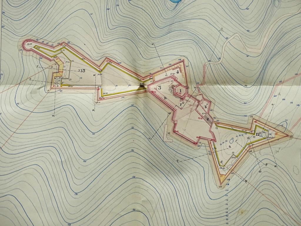 [Plan du projet d'organisation de batteries dans le fort de Ratonneau, détail plan général], 1849.