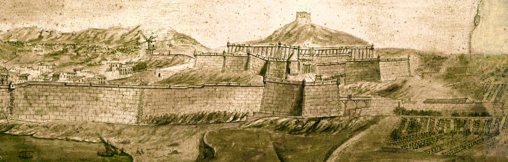 [Vue de Marseille prise du coté du Pharo], 1696.  Détail.