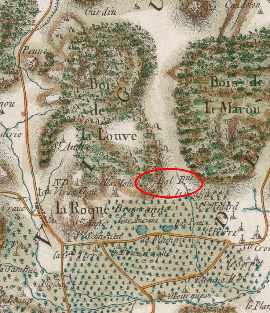 Carte de France dite carte de Cassini, 3e quart 18e siècle [Pey Boulon, La Roquebrussanne].