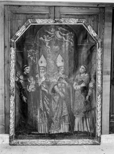 tableau : saint Antoine de Padoue, saint Patrice, saint Eloi et saint Laurent