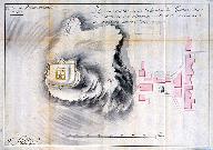 Plan du village et de la hauteur de Giauzier avec la redoutte et les retranchements autour comme ils estoent la guerre dernière. 1707