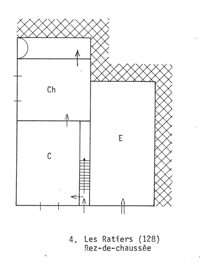 Les Ratiers. Ferme 128. Plan du rez-de-chaussée.