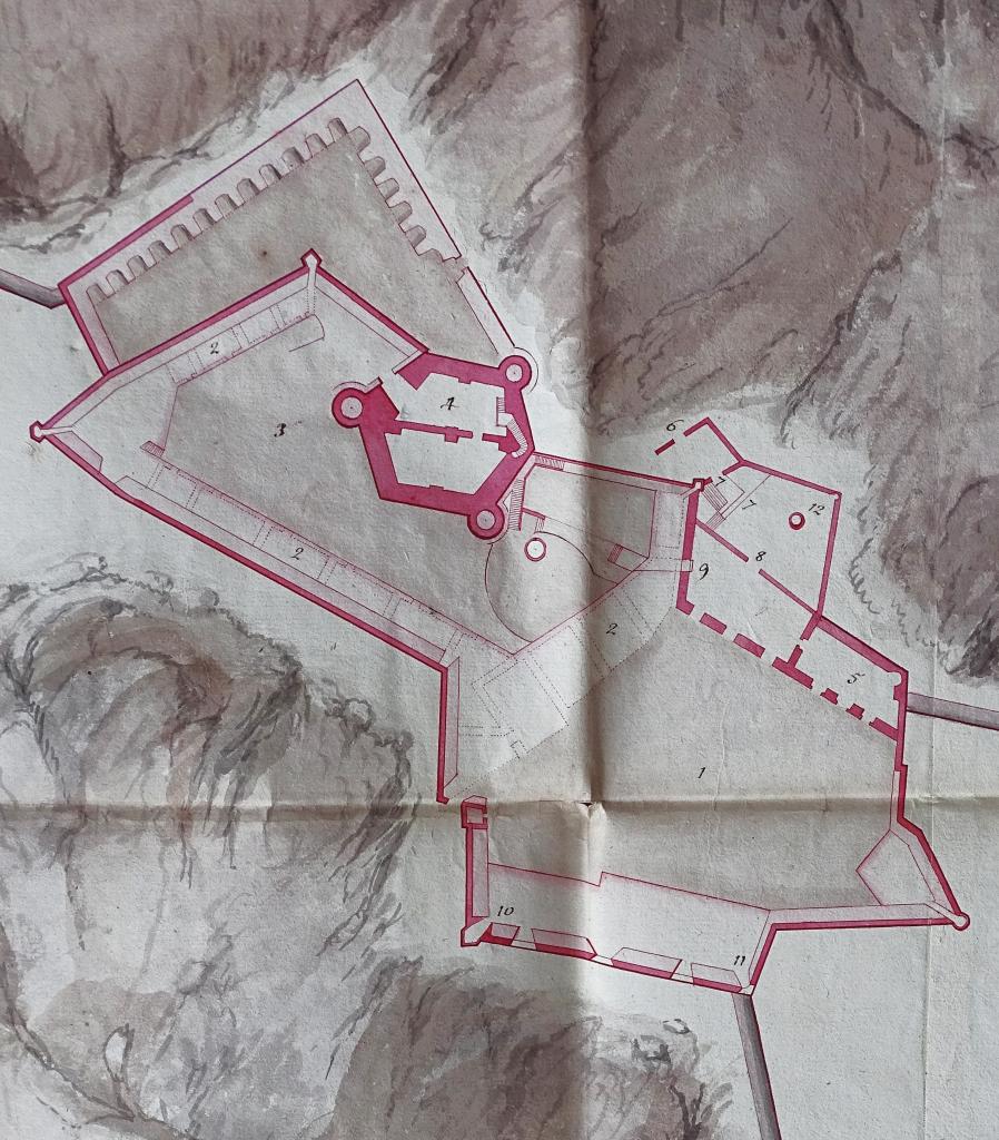 [Plan du corps de place du fort de Ratonneau, détail d'une planche], 1718.