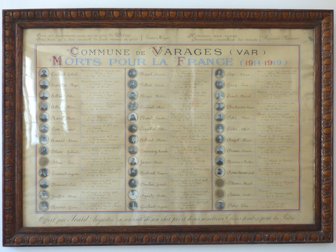 tableau commémoratif des morts de la guerre de 1914-1918