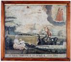 ex-voto, tableau : Charrette tombée dans une rivière, Joséphine et Marie B.