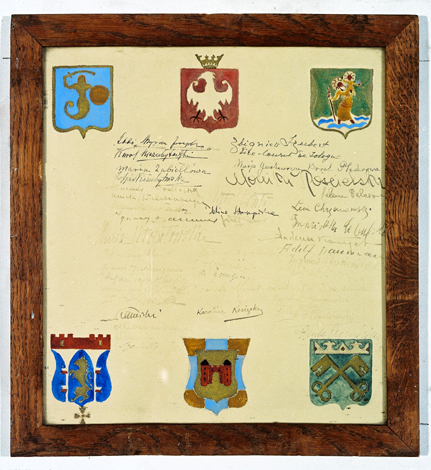 ex-voto, tableau : Six blasons et signatures polonaises