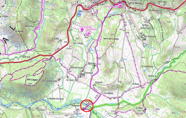 Localisation sur la carte IGN de 2024. Echelle d'origine 1/25 000e.