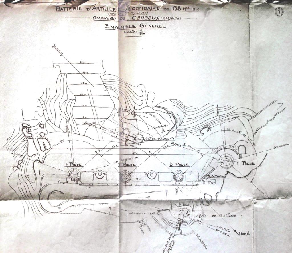 [Plan de réorganisation de la batterie de Caveaux pour canons de 138mm], 1927.