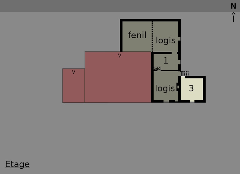 Plan schématique du bâtiment 3 : étage.