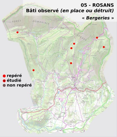 Localisation des « bergeries » sur le territoire communal.