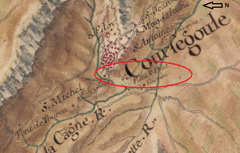 Cartes des frontières Est de la France, de Colmars à Marseille. [Détail de la feuille 192_57 : village de Coursegoules au sud-ouest].