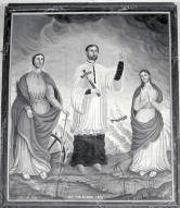 tableau : Sainte Catherine d'Alexandrie, saint François-Xavier et sainte Ursule (?)