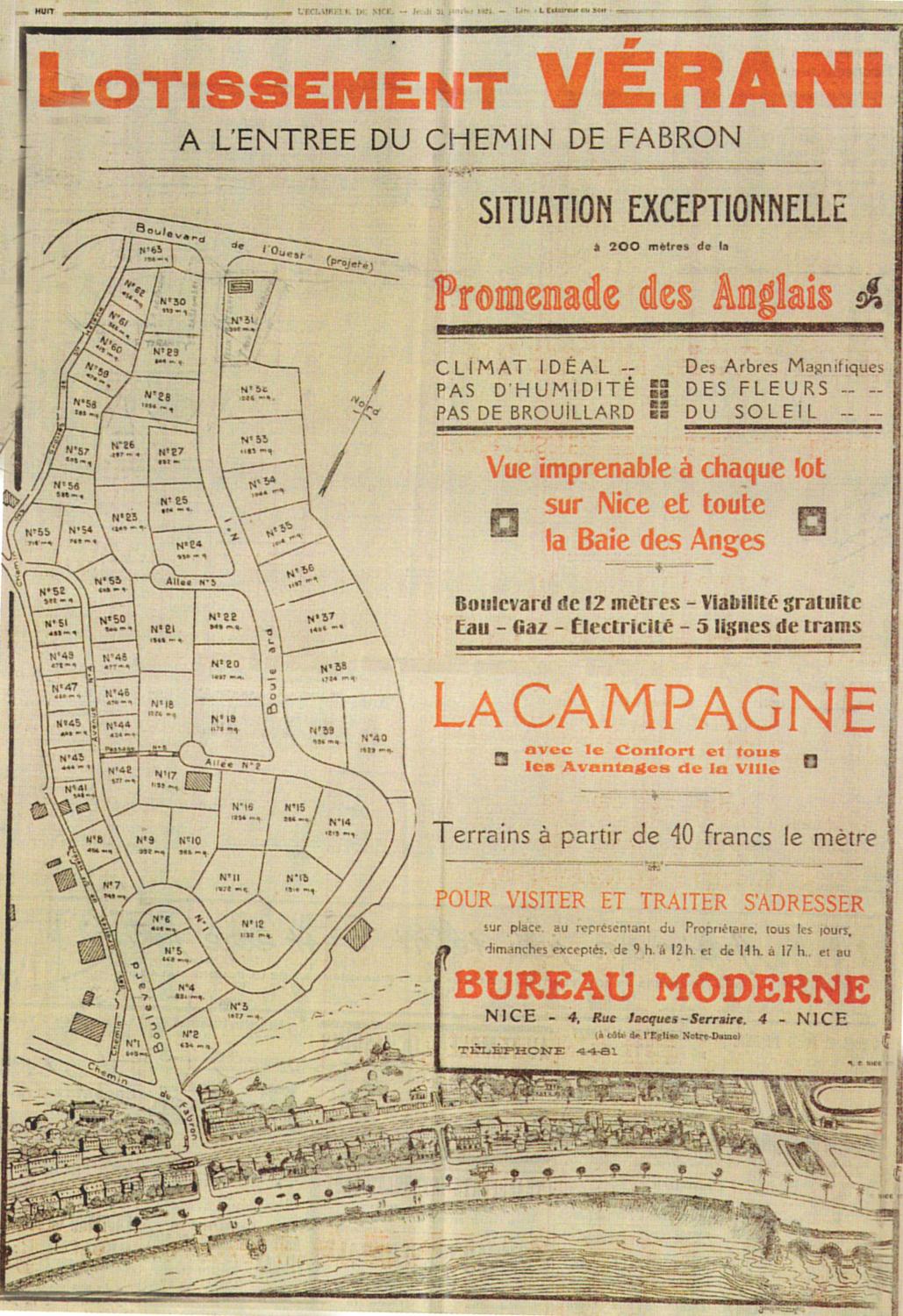 lotissement Vérani dit aussi lotissement du boulevard de Cambrai