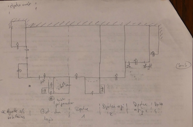 Plan schématique des bâtiments : étage de soubassement.