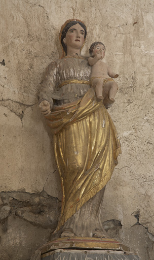 statue-reliquaire de la Vierge à l'Enfant (petite nature, socle-reliquaire)