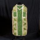 ensemble de vêtements liturgiques (N° 2) : chasuble, étole, manipule, bourse de corporal, voile de calice (ornement vert)