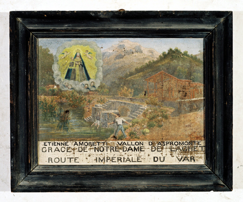 ex-voto, tableau : Chute d'un homme à l'eau près d'une prise d'eau (?), Etienne Amoretti