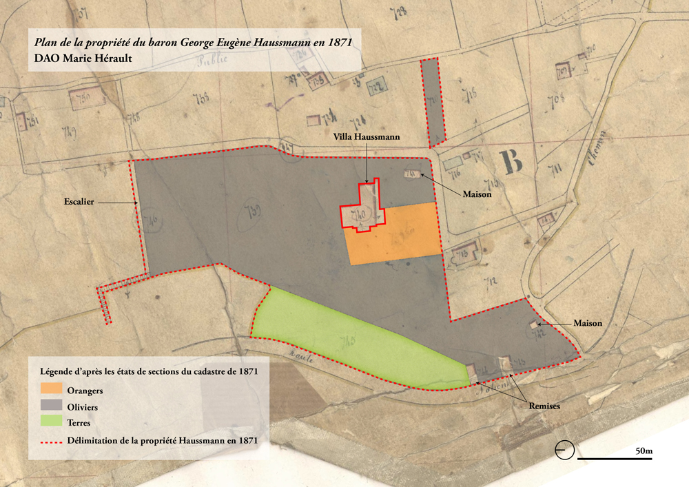 Plan de la propriété Haussmann en 1871, DAO Marie Hérault.