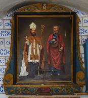 Gradin d'autel, retable et tableau d'autel : saint Pierre et saint Evêque