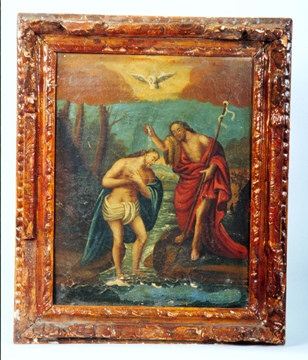 ensemble de 2 tableaux : Le Baptême du Christ, Le Repentir de saint Pierre