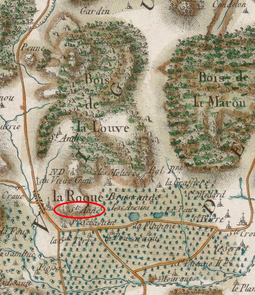 Carte de France dite carte de Cassini, 3e quart 18e siècle [Ste Anne, La Roquebrussanne].