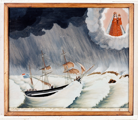 ex-voto, tableau : Bateau dans la tempête, voeu de Pietro