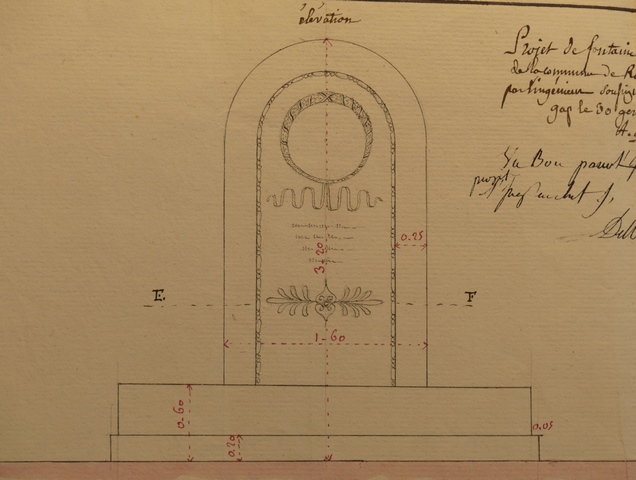 [Projet de fontaine, face principale, 1805.]