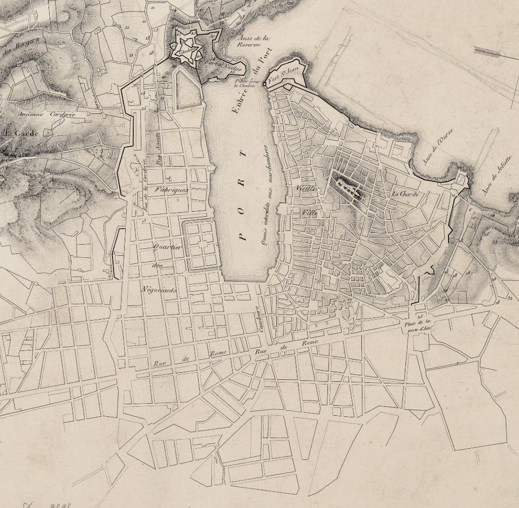 [Plan de Marseille pour un projet de docks], 1835. Détail.