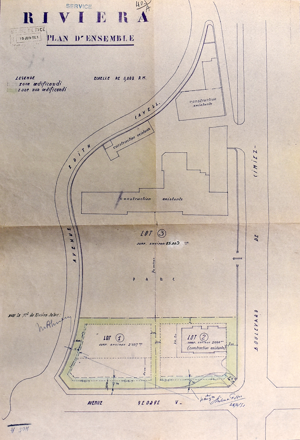 jardin d'agrément de l'Hôtel de voyageurs dit hôtel Riviera Palace, actuellement immeuble en copropriété