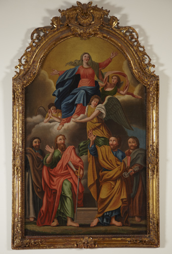tableau : Assomption de la Vierge avec saints Pierre, Paul, Sennen et Abdon, cadre