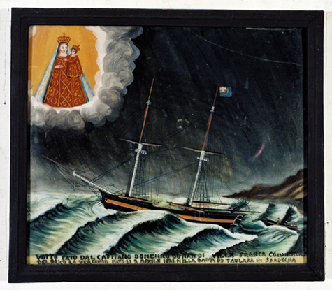 ex-voto, tableau : Bateau dans la tempête, le brick La Veriginia