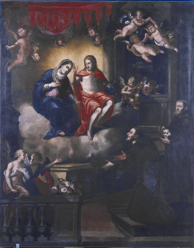 tableau : La Vierge, le Christ et saint François d'Assise