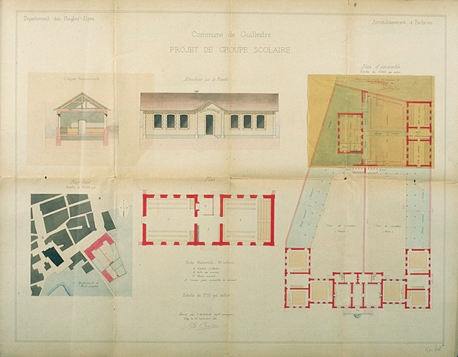 groupe scolaire mixte, mairie, tribunal