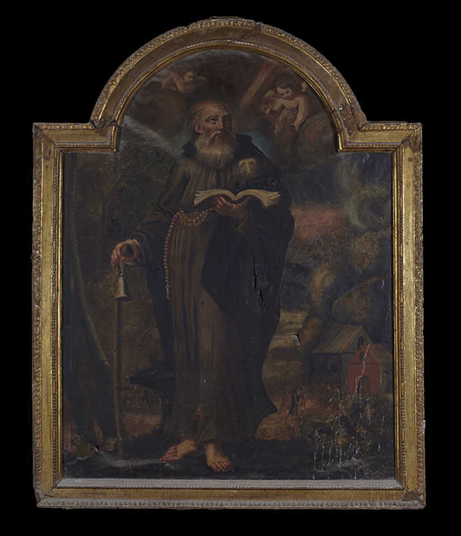 Tableau, cadre : saint Antoine au Désert