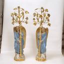 ensemble de 2 statues, chandeliers d'autel (en pendant) : Anges porte-flambeau