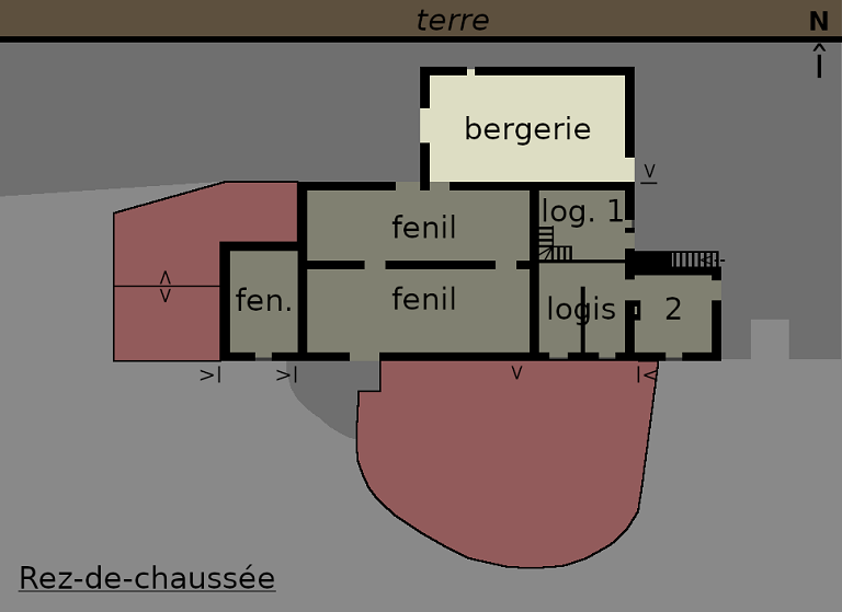 Plan schématique du bâtiment 2 : rez-de-chaussée.