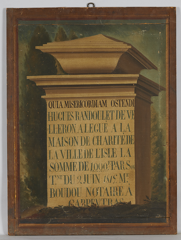 Tableau (donatif) N°32 : don d'Hugues Randoulet à la maison de charité de L'Isle-sur-la-Sorgue, 1815. 