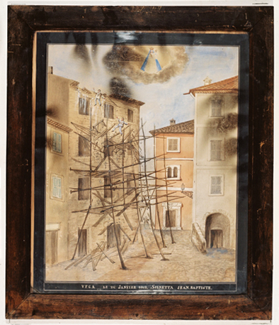 ex-voto, tableau : Chute d'un ouvrier tombant d'un toit, Jean Pierre Spinetta