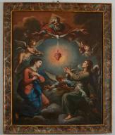 Tableau, cadre : Annonciation, Adoration du Sacré-Cœur et saint Trinité