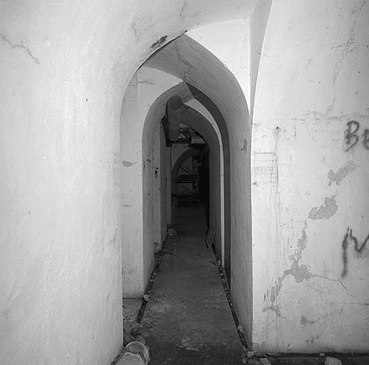 Prolongement arrière de la galerie centrale de l'ouvrage. Vue d'enfilade montrant la voûte en demi-berceaux alternés.