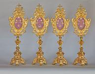 Ensemble de quatre reliquaires-monstrances de style rocaille